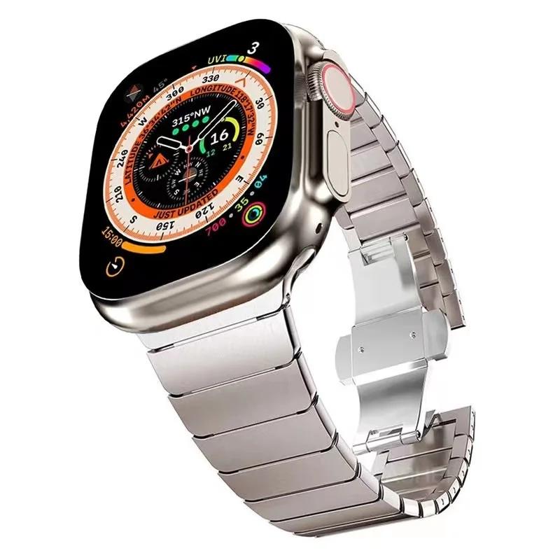 Metal Link Bracelet For Apple Watch Band 45mm 44mm 42mm 46mm 41mm 40mm 49mm Stainless Steel Wristband iWatch 10 9 8 7 6 5 4 Belt