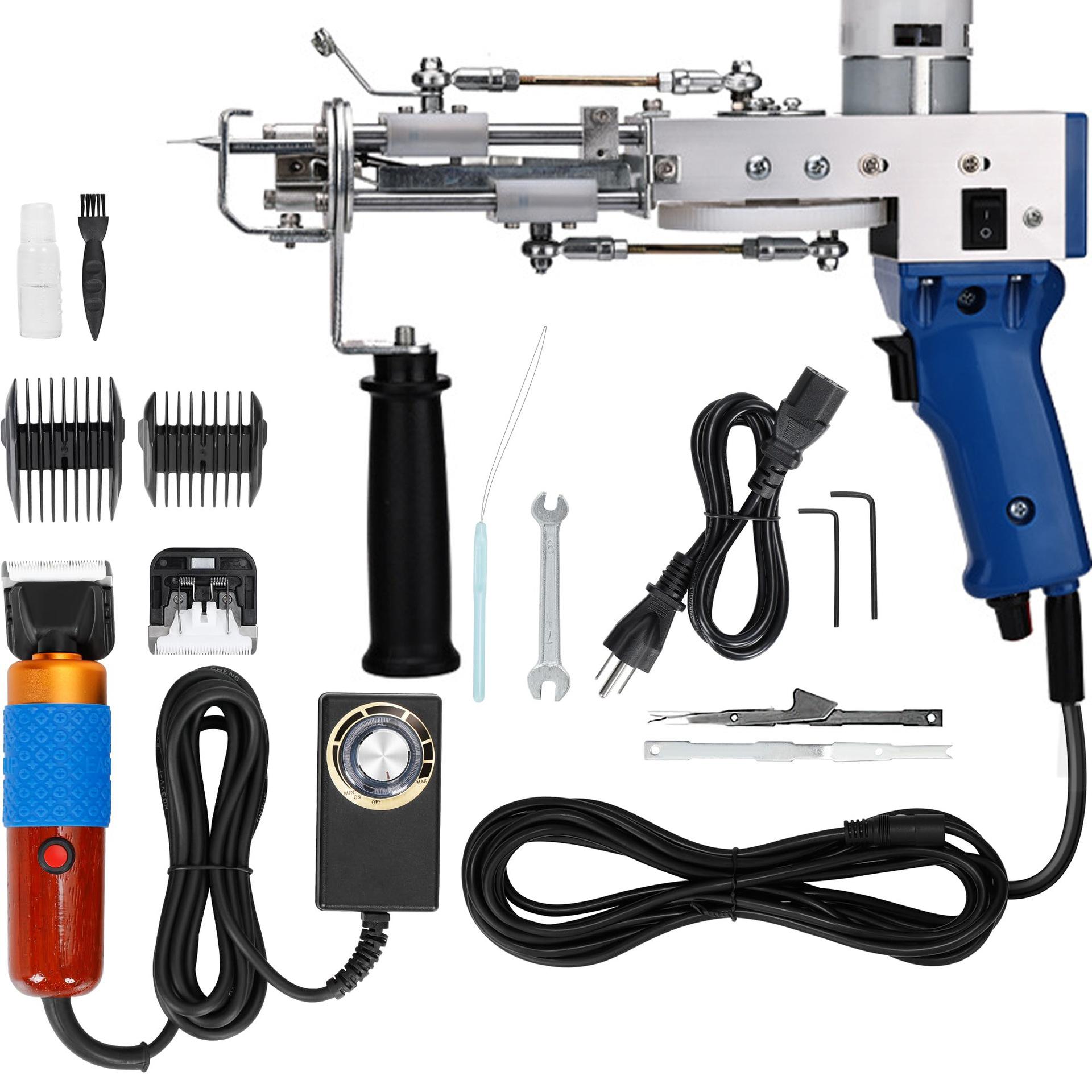 

Тафтинговый пистолет с комплектом триммера для ковров, тафтинговый пистолет 2 в 1 с разрезным и петлевым ворсом, комплект станка для коврового пистолета для начинающих синий