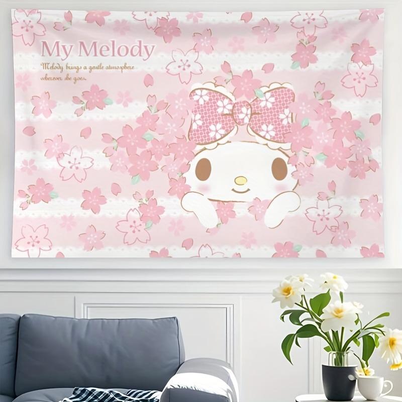 My Melody Sanrio Pink Flower Tapestry Kawaii Bedroom Wall Decor Collection Gift