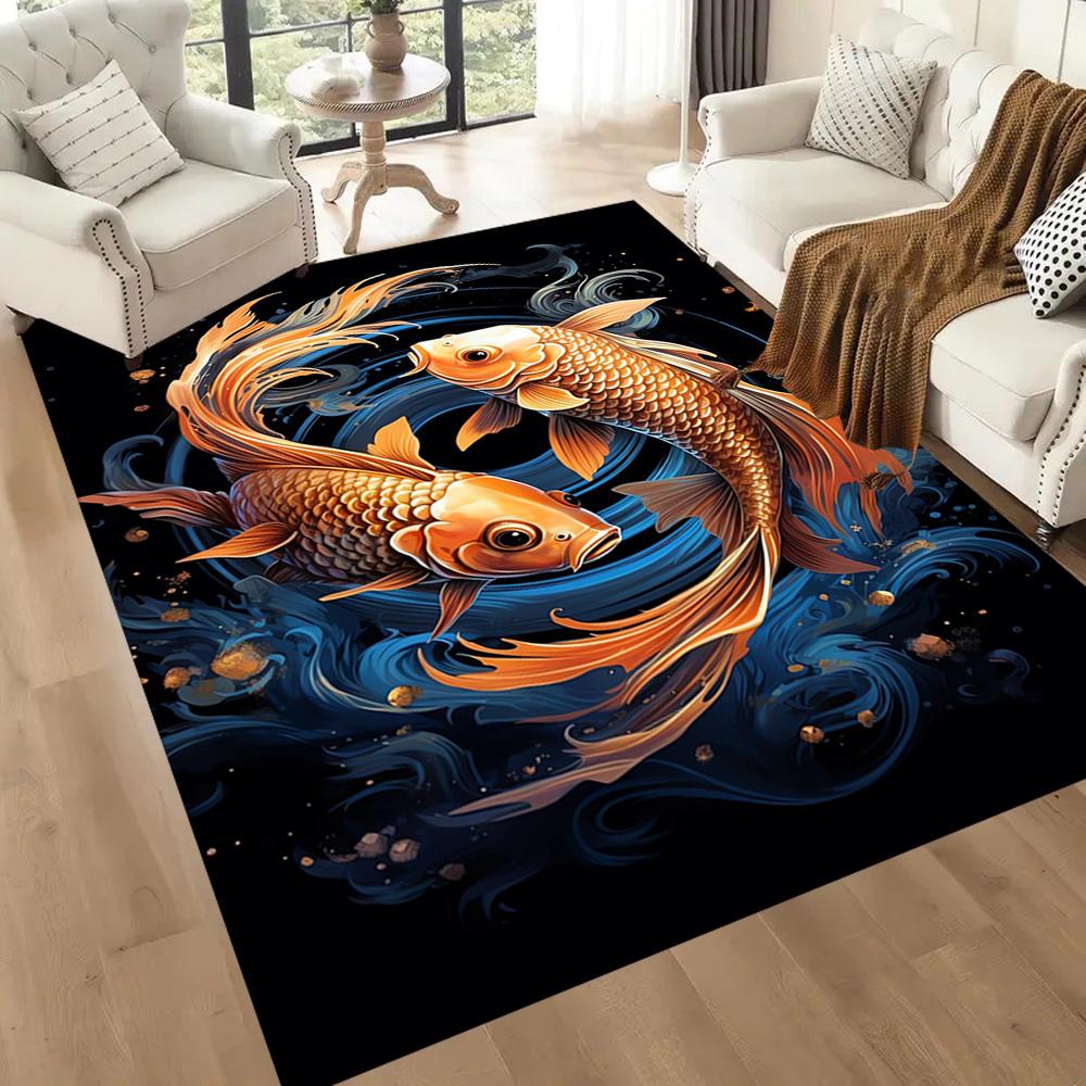 Tappetini Simbolismo Pesce d'Oro per Soggiorno, Camera da Letto e Decorazione della Stanza Sono Adatti per Regali.