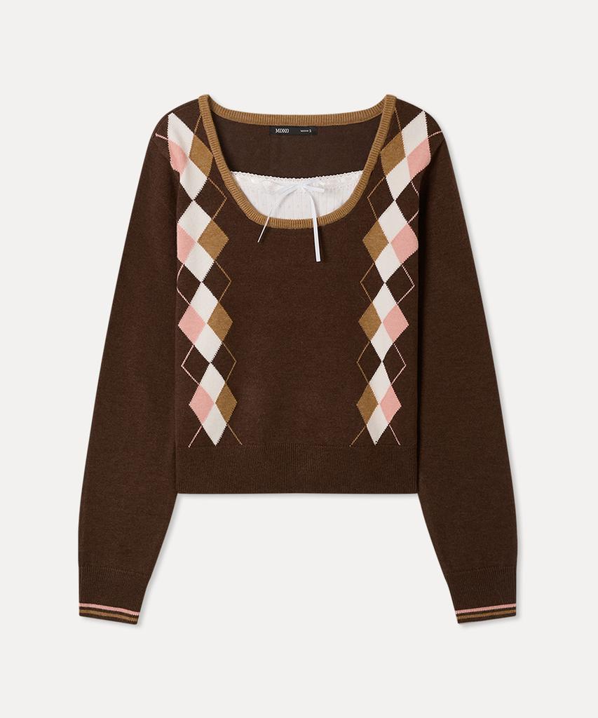 MIXXO Argyle Layered Pullover_Miwkag214T
