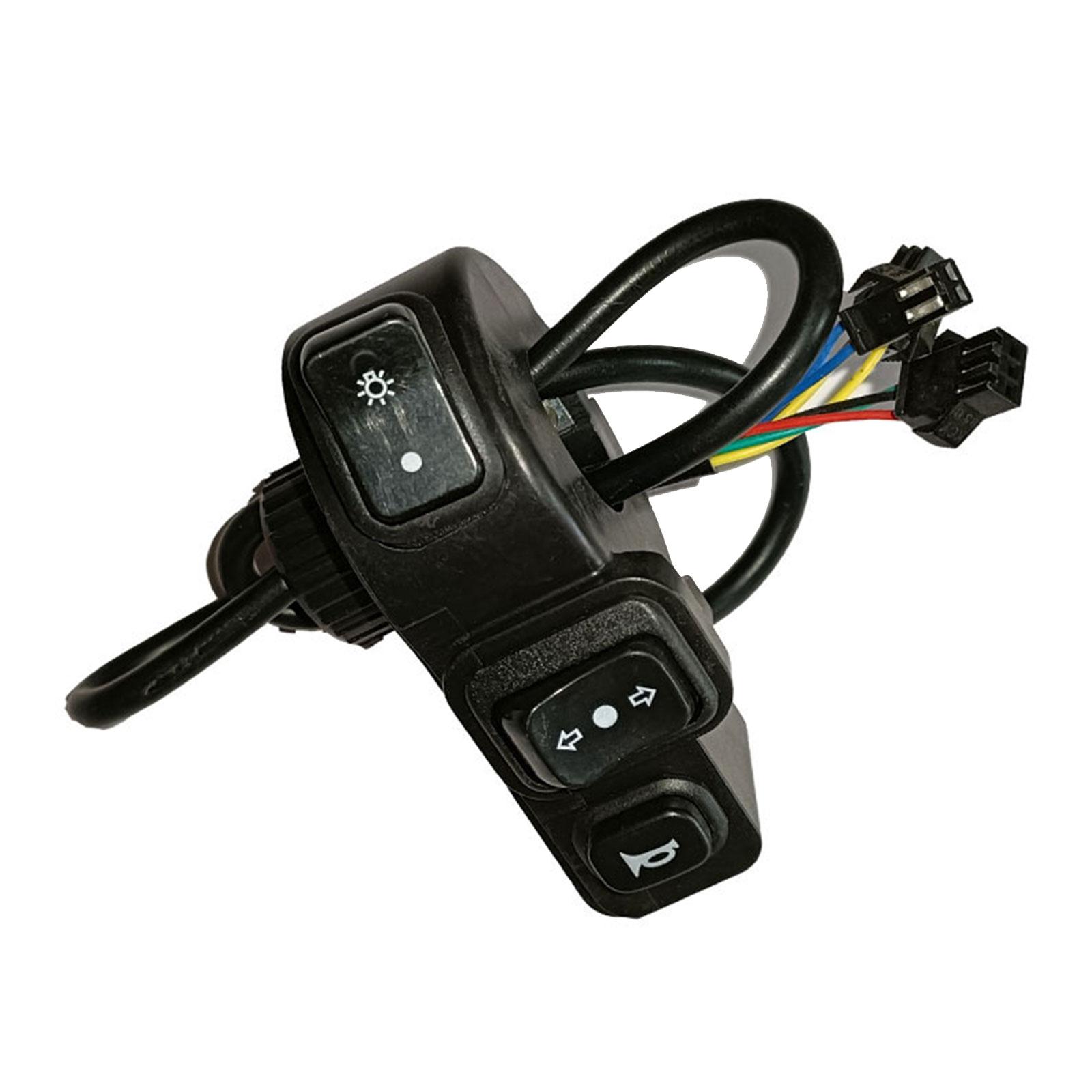 

3 в 1 переключатель для мотоцикла, электрического велосипеда, скутера, квадроцикла, фары, поворотника, клаксона, кнопка включения/выключения для руля диаметром 22 мм для мотоцикла чёрный