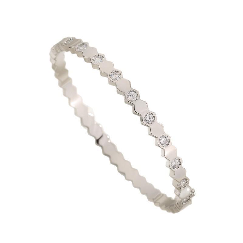 Luxury Geometric Zirconia Honeycomb Bracelet with Clasp In Three Colors