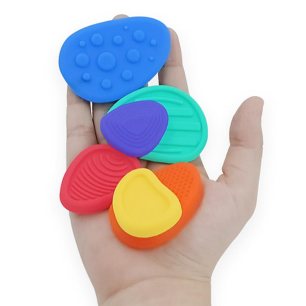 Neue sensorische Stressabbau-Steine - 6er-Pack texturierte Silikon-Fidget-Spielzeuge für Erwachsene & Autismus-Kinder, beruhigende sensorische Werkzeuge