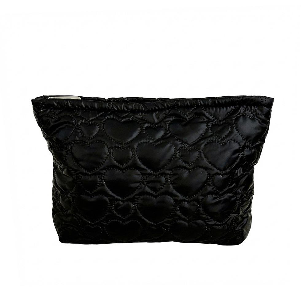 Portable Love Printed Quilted Cosmetic Bag Multifunctional Large Capacity Makeup Bag Waterproof Zipper Makeup Handbag Travel чёрный