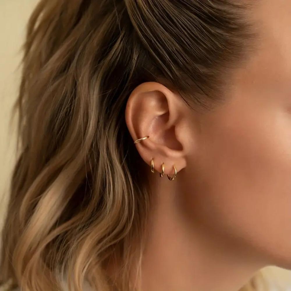 4 pairs Light Luxury Small Hoop Earrings Simple Earrings Set Elegant Stainless Steel Earrings  Girls