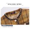 Autumn and Winter Contrast Button Cardigan Long-sleeved Women's Plaid Coat Fashionable Commuter Elegant Top