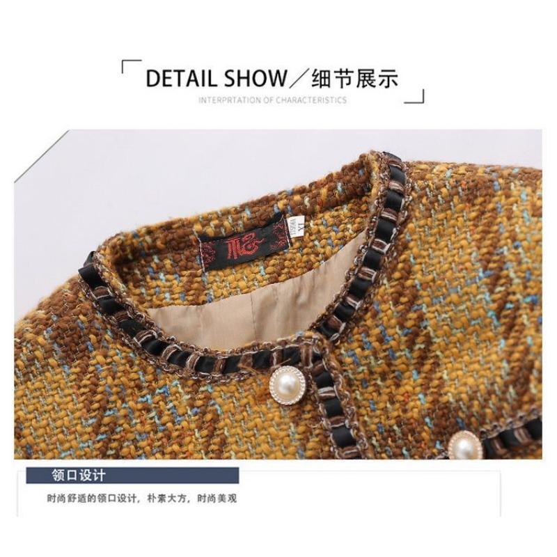 Autumn and Winter Contrast Button Cardigan Long-sleeved Women's Plaid Coat Fashionable Commuter Elegant Top