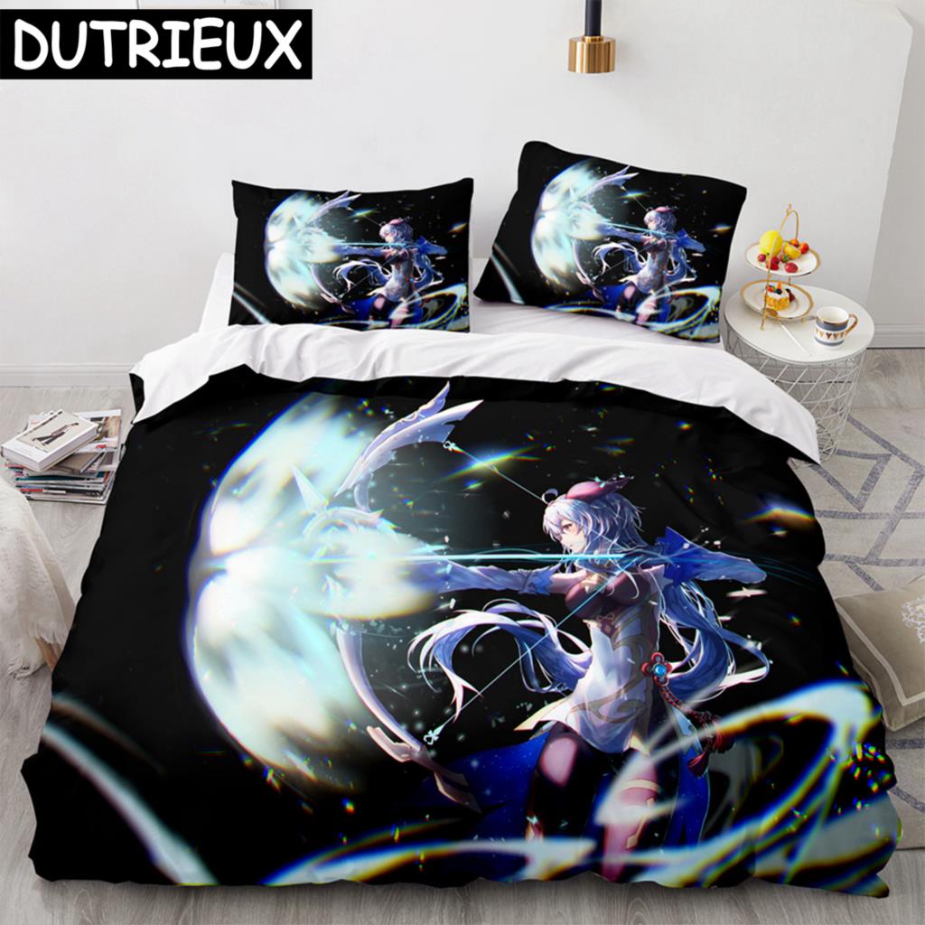 Genshin Impact 3D Anime Pościel Wygodna Poszewka na Kołdrę Rozmiar Jednoosobowy Pełny Queen King Poszewka na Poduszkę Do Poszewki na Kołdrę Poszewka na Kołdrę