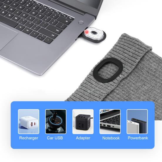 Unisex Ensfarget LED Lys Lue Fleecefôr Strikket Lues Vinter Utendørs Ridning Nattløping Varsellys Lue Streetwear