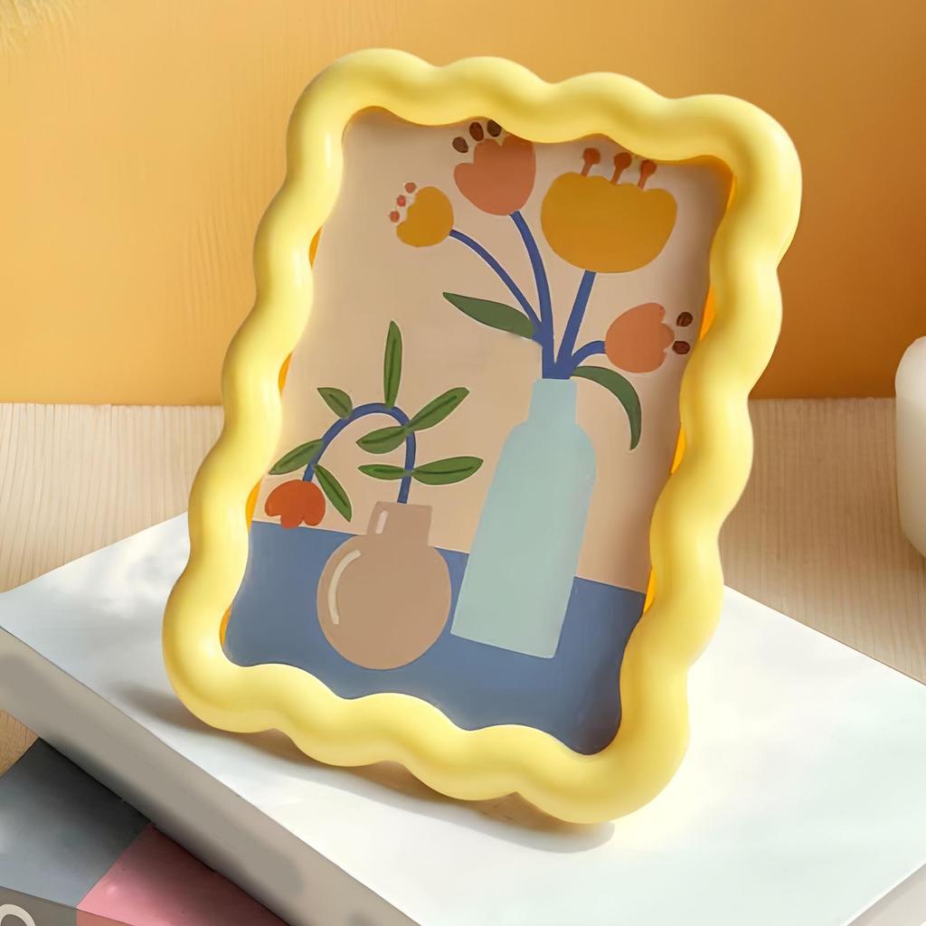 Rámeček na fotky Roztomilé žluté rámečky na obrázky Dekorativní stolní ozdoba Domácí dekorace na svatbu Kolejní pokoj Plocha Statek