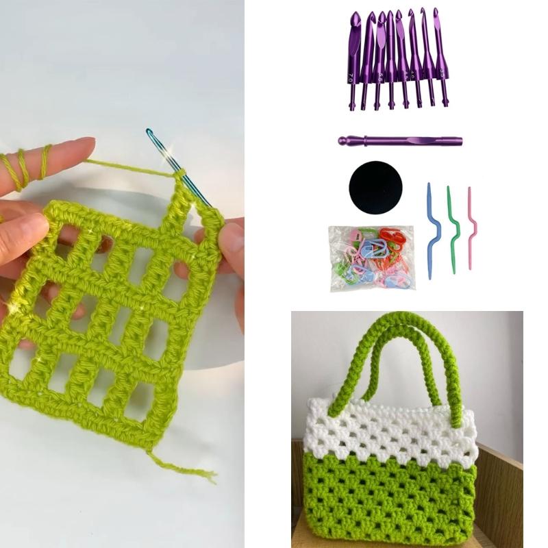 Aluminum Crochet Hook with 8 Tip 3.0mm-7.0mm Interchangeable Crochet Hook Needle for Knitting Blanket Sweater Scarf