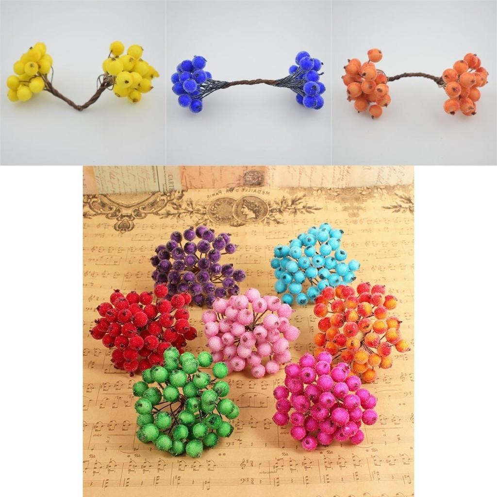 Vibrant Mini Christmas Foam Frosted Holly Berry Flower Bouquet For Holiday Cheer