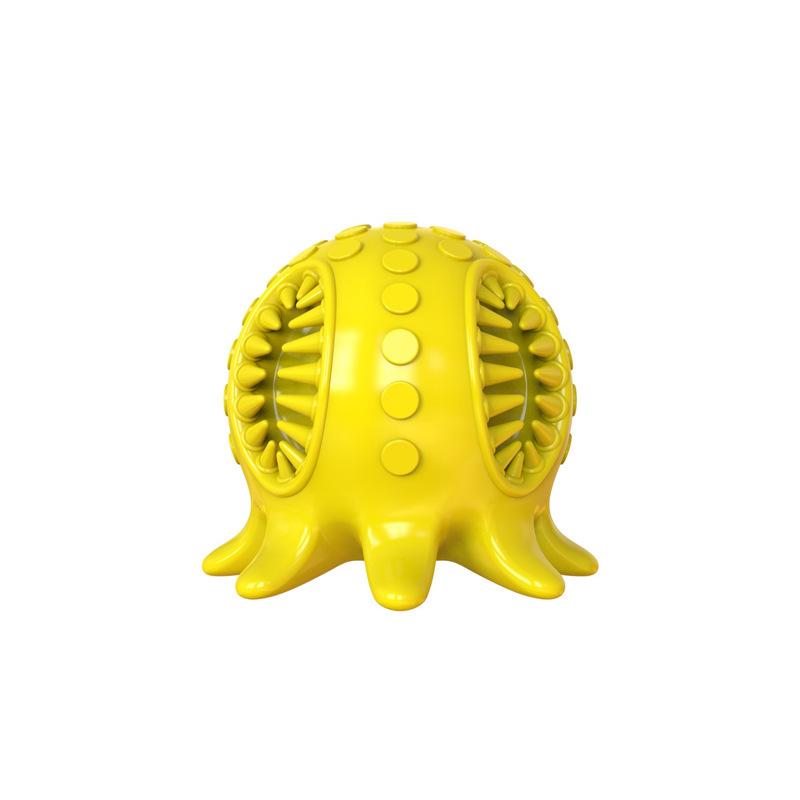 Octopus Shaped Squeaky Dog Chew Toy Bite Resistant Rubber Puppy Toy Teeth Cleaning Gum Care Interactive Pet Toy for