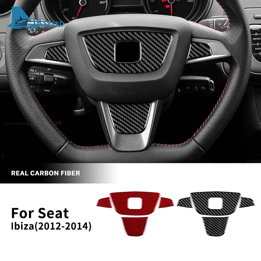 Adesivo in Vera Fibra di Carbonio Morbida per Seat Ibiza 6j 2012 2013 2014 LHD RHD Volante Auto Cornice Inferiore Centrale Finitura Interna