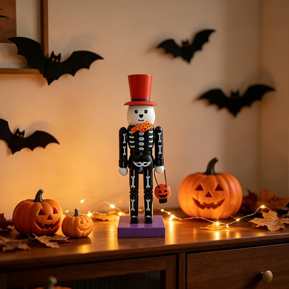 Halloween Skeleton Nutcracker Hand Painted Wooden Figurine Halloween Nutcracker Wooden Figurine Hand-painted Skeleton for Home