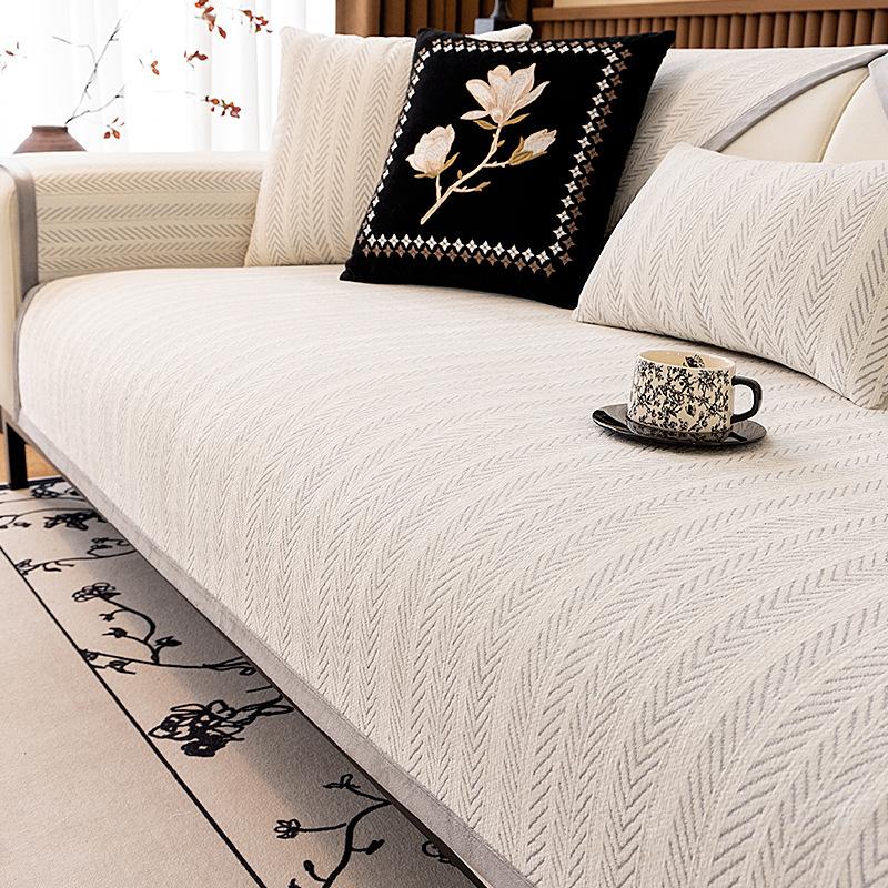 French Retro Fish Bone Pattern Sofa Cushion Cover Cloth Towel Universal Non-Slip In All Seasons  New Summer Mat Cushion
