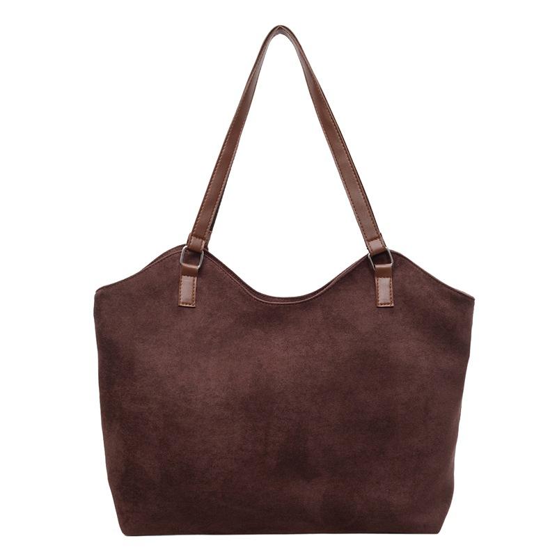 

Large Capacity Vintage Commuter Suede Tote Bag Women Commuter Shoulder Bag кавовий