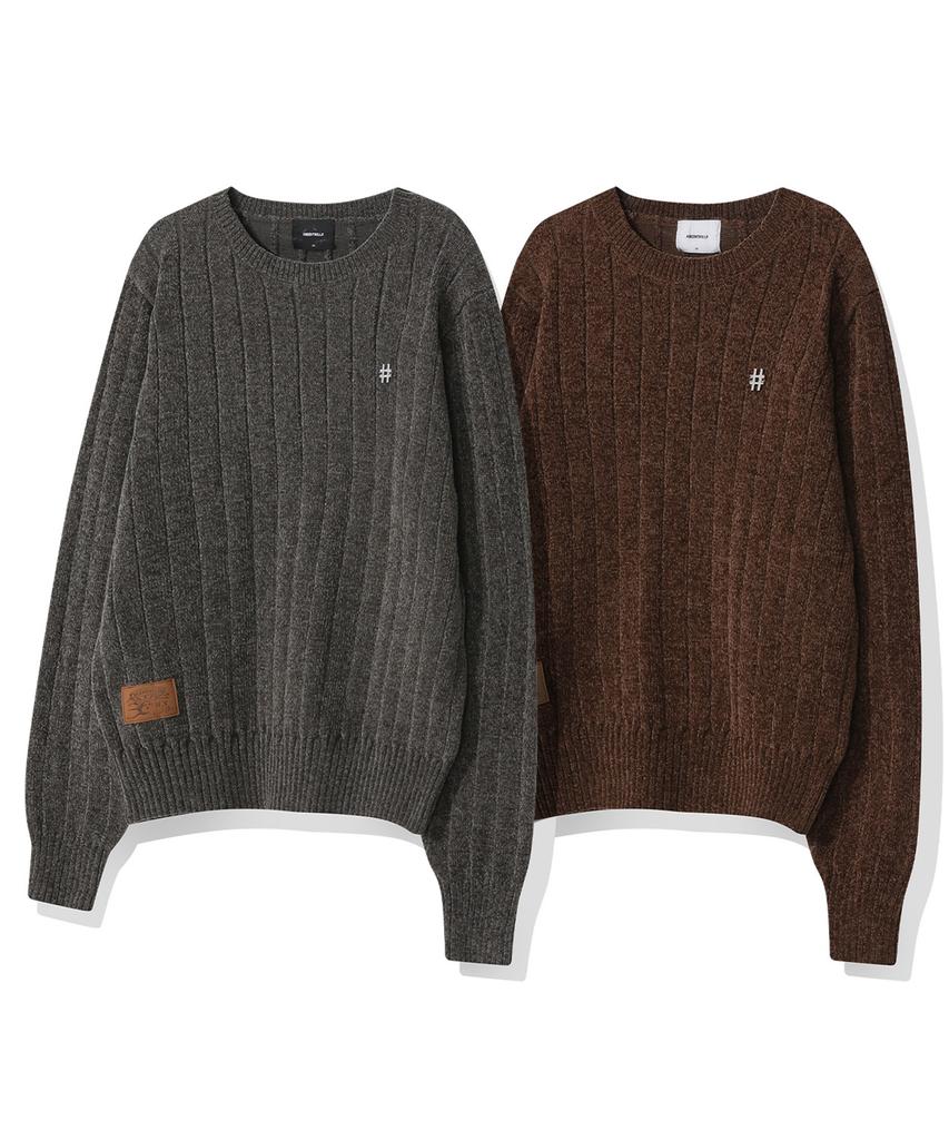 BEENTRILL Women'S Metal Hashtag Ribbed Knit (Chocolate)