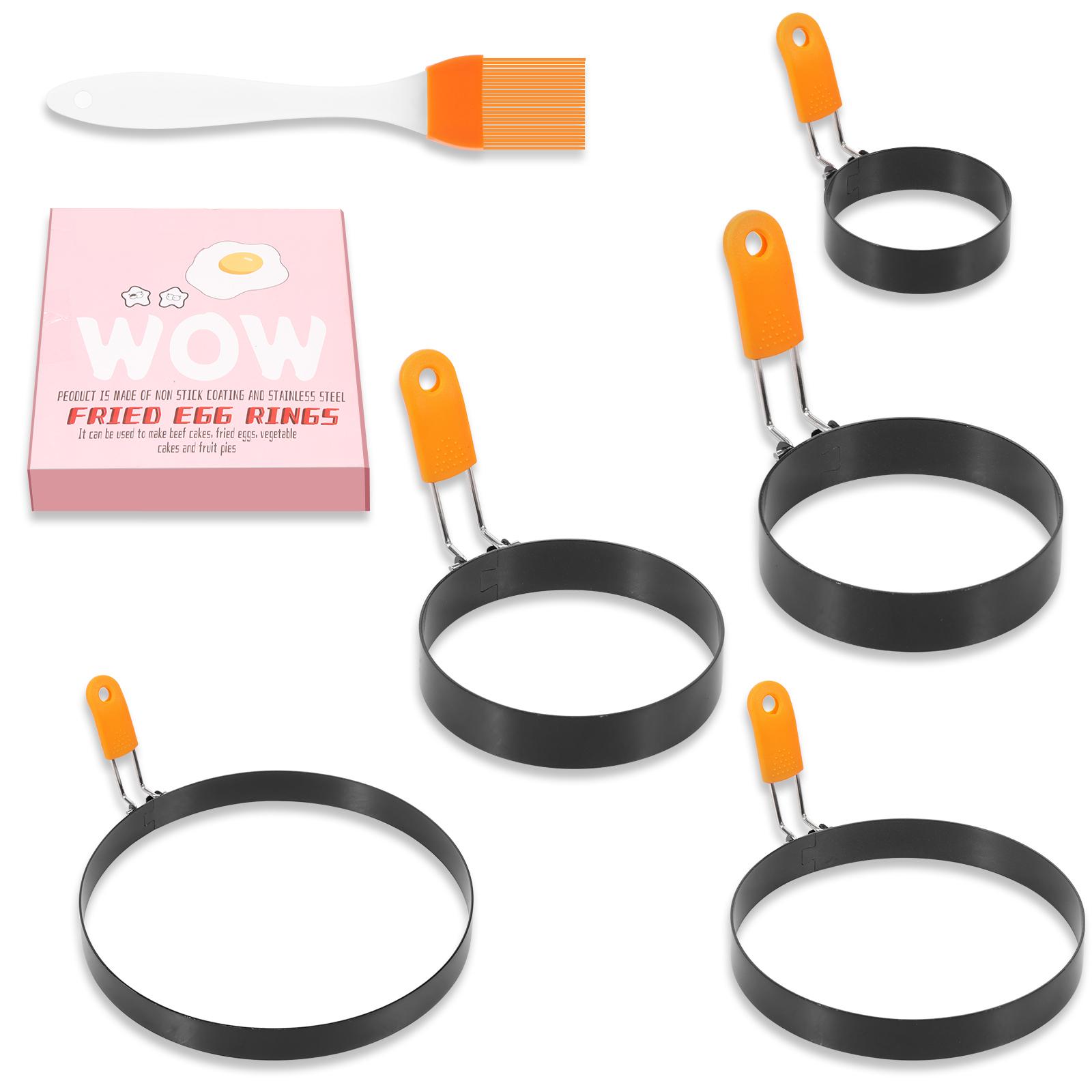 Stainless Steel Egg Ring Set Non Stick Sandwich Egg Mold With Silicone Handle for Breakfast Muffin Pancake Kitchen Cooking Tool