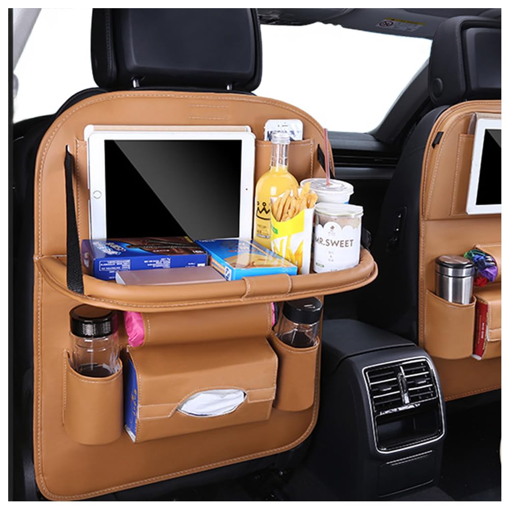 Multi-functional Car Storage Pocket Bag, PU Rail, Organizer, Car Storage Pocket, For Cars, With Folding Table For Backseat