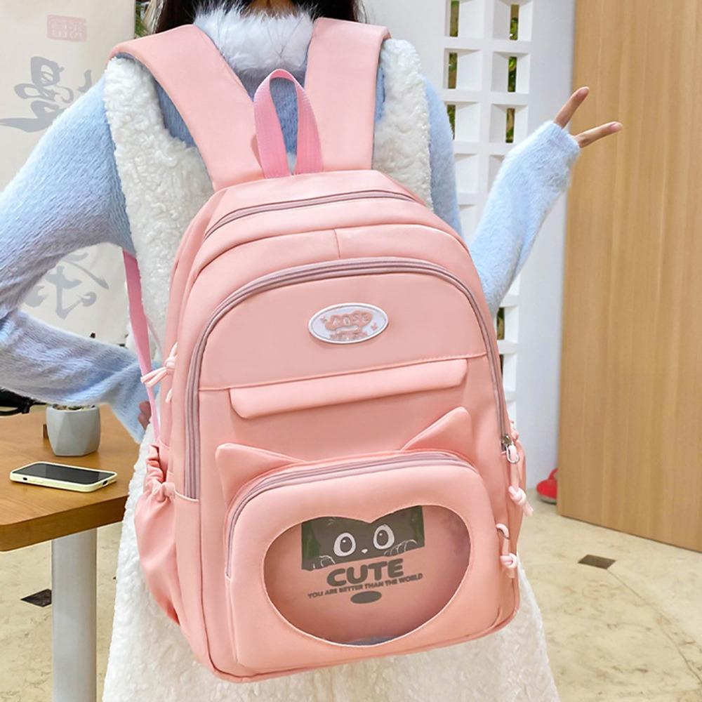 

3pcs/set Nylon Students Ita-bag Large Capacity Cute Cat School Bag Set Pupil фіолетовий