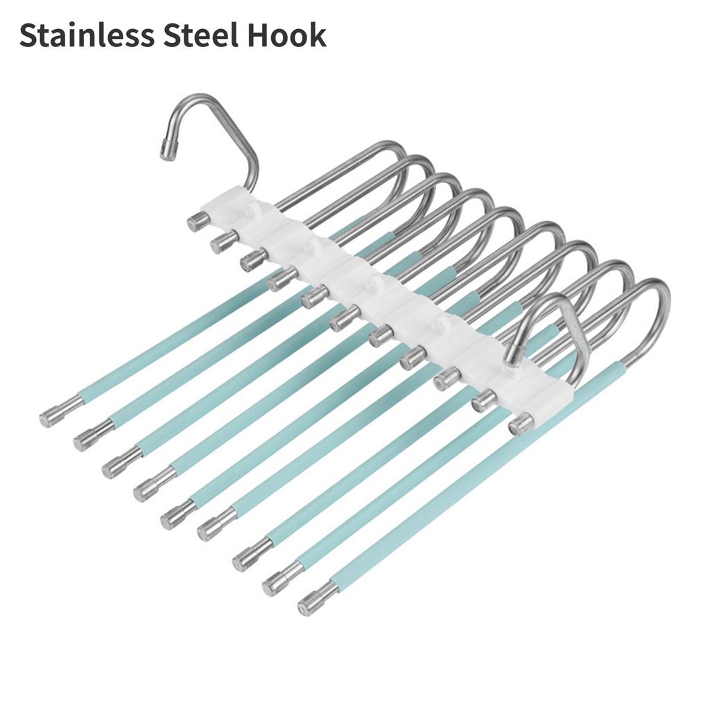 Multifunctional Foldable Pants Hanger,5/9 Layer Wardrobe Storage Rack for Scarf Towel,Space-saving Retractable Clothes Organizer