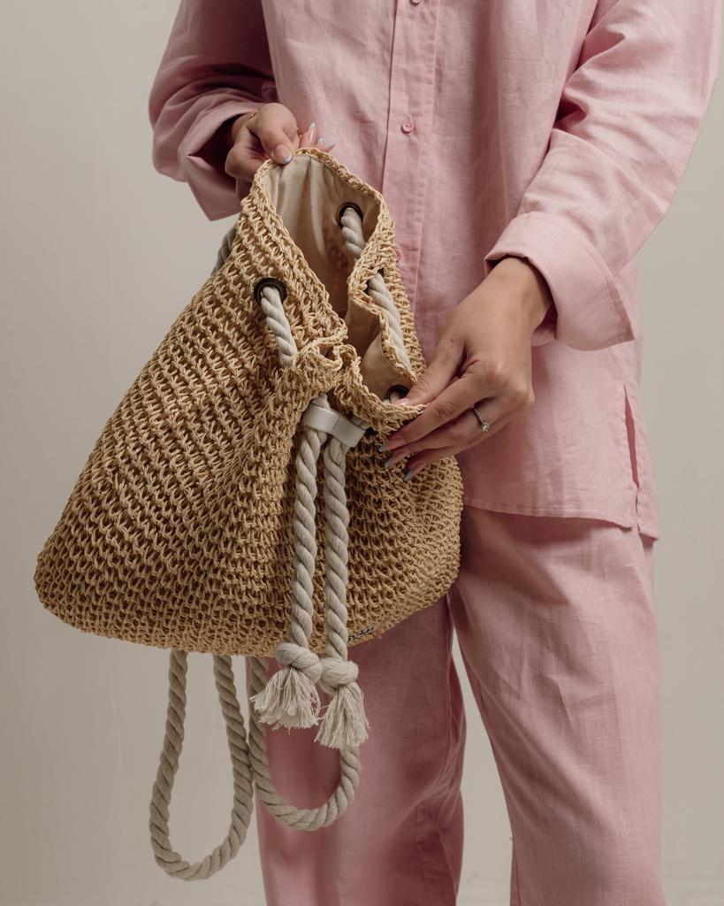 Sumwin 26315 sekk-ryggsekk lys beige strå