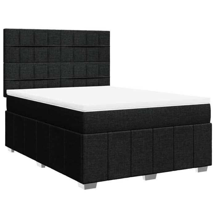 Maison Exclusive - Bed Slat Base with Mattress Black 140x200 Cm Fabric