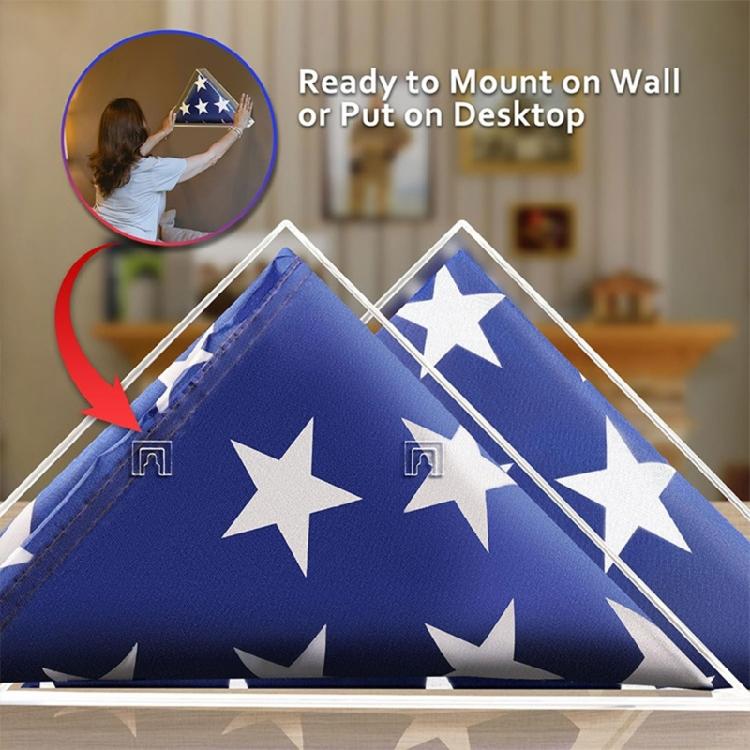 Flag Holder with Cover Transparent Flag Display Case Triangle Flag Container