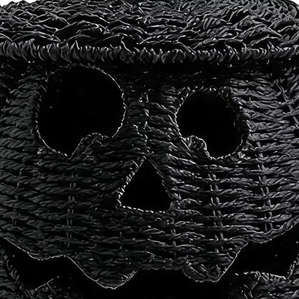 with LED Candle Black Jack-O Lantern Candy Storage Basket  Halloween Decoration