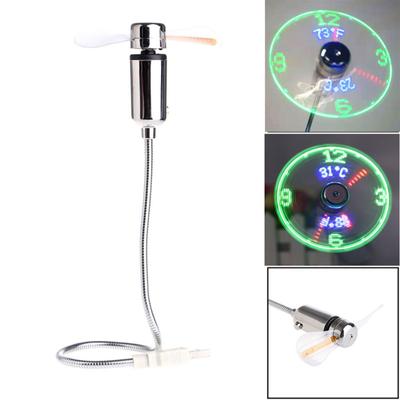 Hot! Usb Rechargeable Mini Time Fan With Temperature Display And Led Light Cooling Gadget Holiday Gifts
