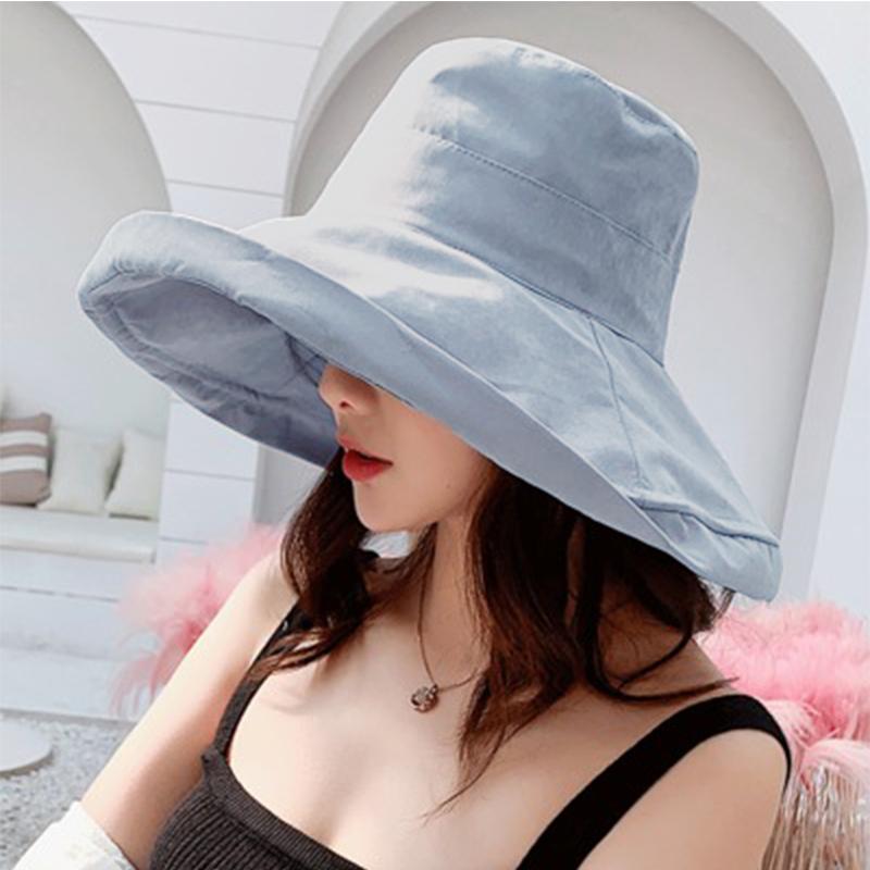 Women's Hat Bucket Hat Panamanian Women  Four Seasons Fisherman Hat Big Brim Hat Double-Sided Fisherman Hat Sun Visor C