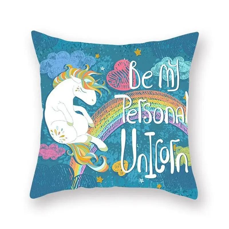 Einhorn-Print Kissenbezug Partydekoration Geburtstag Pfirsichhaut Kissenbezug