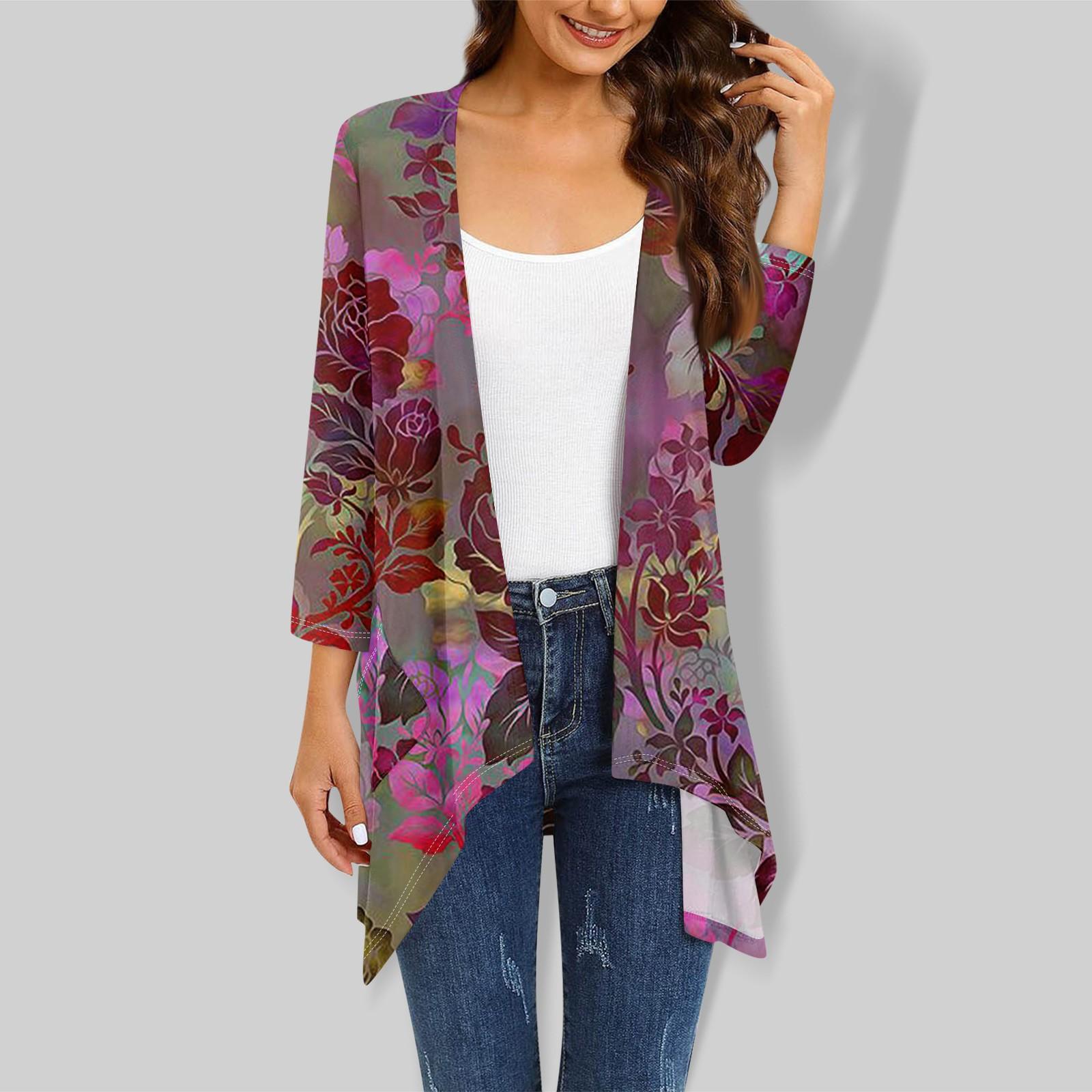 Женский кардиган с рукавом 3/4 и принтом — фото 12