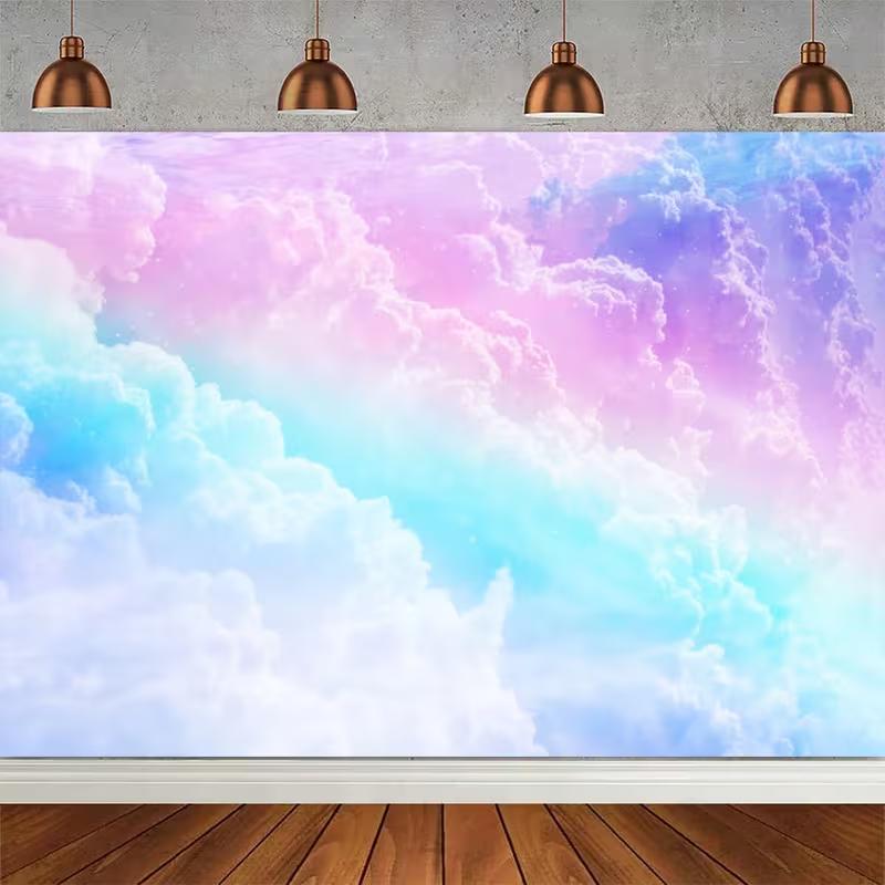 2D Dreamy Pink Blue Purple Sky Photo Booth Background 47.2x31.5inch/120*80cm