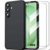 Case for Samsung Galaxy S26 FE, Slim Flexible Matte Black Liquid Silicone - 2 Tempered Glasses