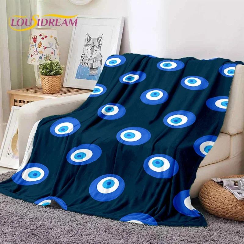 3D Evil Eye Turkey Blue Nazar Eye of Horus Cobertores de flanela macia, cobertor confortável para camas de piquenique, sofá, quarto