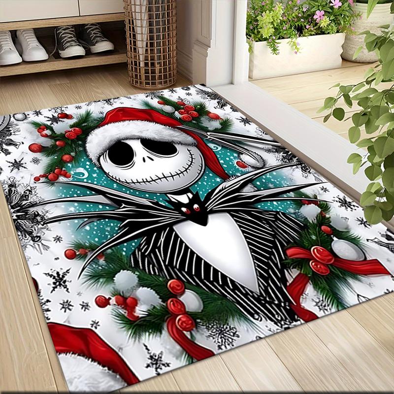 1Pc Christmas Jack Skellington Carpet Rug Soft Washable Antislip Home Living Room Sofa Mats Personalized Christmas Rug