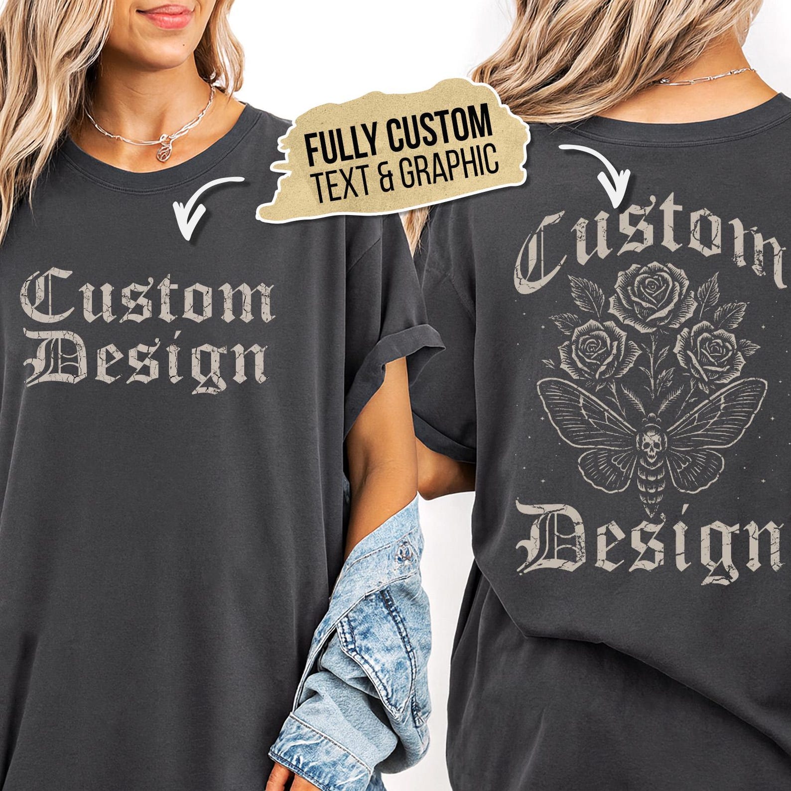 Custom Band Tee with Front and Back Design, Unisex Comfort Colors, Personalized Rock Shirt, Gothic Fashion, Graphic Tee, Gift 3XL