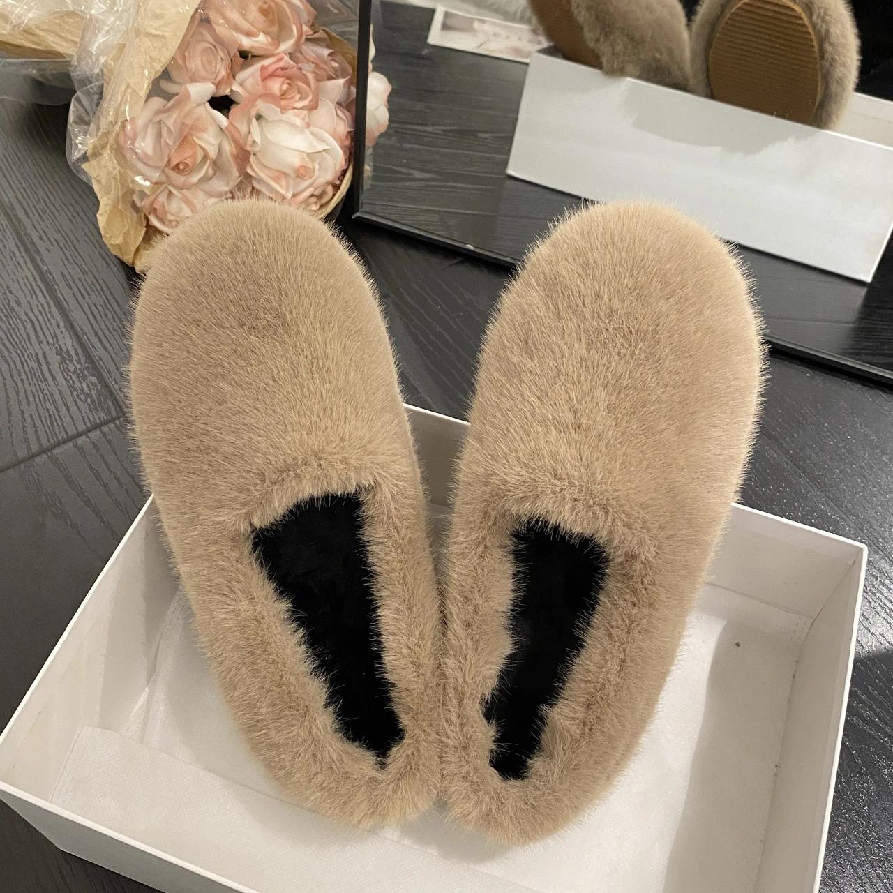 

Мода 2024 года, роскошные мокасины из овечьей шерсти, женские зимние хлопковые туфли, женские теплые плюшевые мокасины, удобные балетки из кудрявого овечьего меха, женские, большого размера 41 бежевый