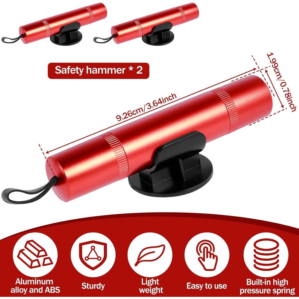 2Pcs Car Safety Hammer Emergency Escape Tool,One Second Window Breaker with Seatbelt Cutter,Portable Auto Rescue Tool Window Breaker Lightweight
