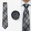 S1 SHLAX&WING Check Gray Men's Silk Tie, Standard Size 147cm