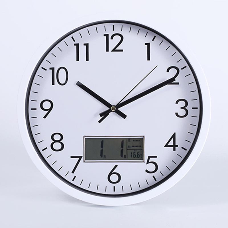 10, 12, 14-Inch Round LCD Calendar Clock - Modern Minimalist Design for Bedroom & Living Room