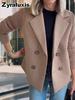Spring Women's Wool Blend Overcoat Blazer Jacket