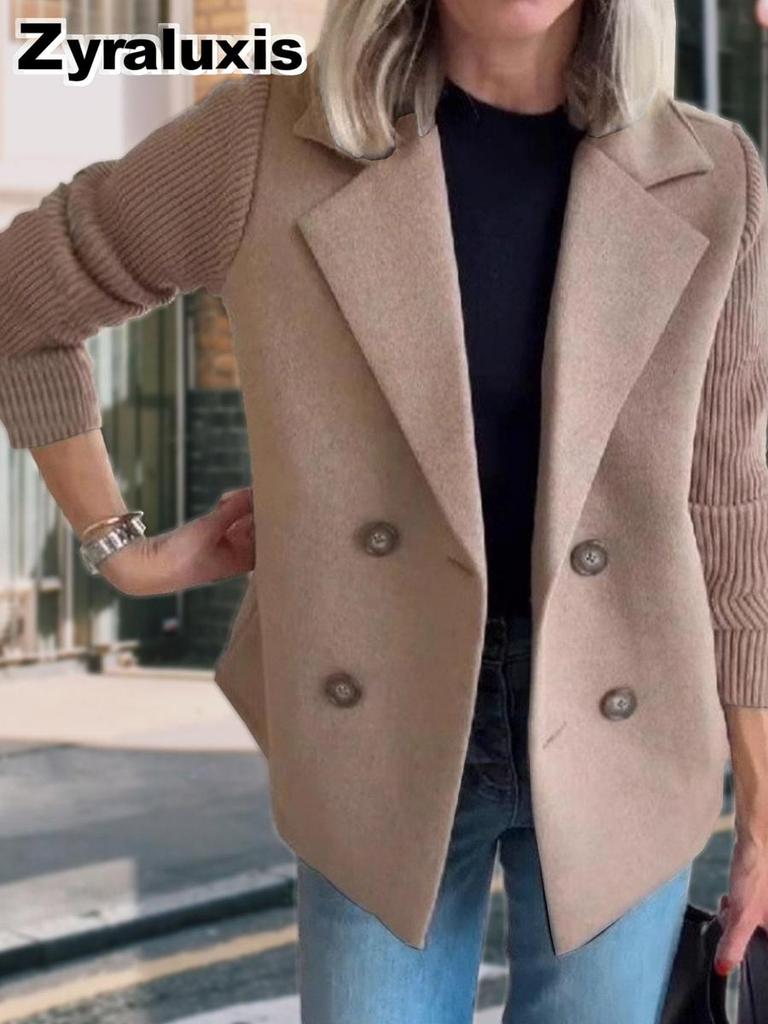 Spring Women's Wool Blend Overcoat Blazer Jacket