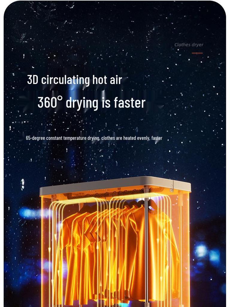 Compact Foldable Clothes Dryer with Smart Timer for Large Loads