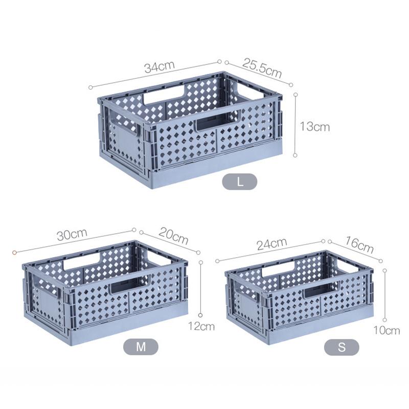 Large Foldable Crate Plastic Storage Box Collapsible Case Desktop Holder Cosmetic Storage Basket Home Office Organizer Container