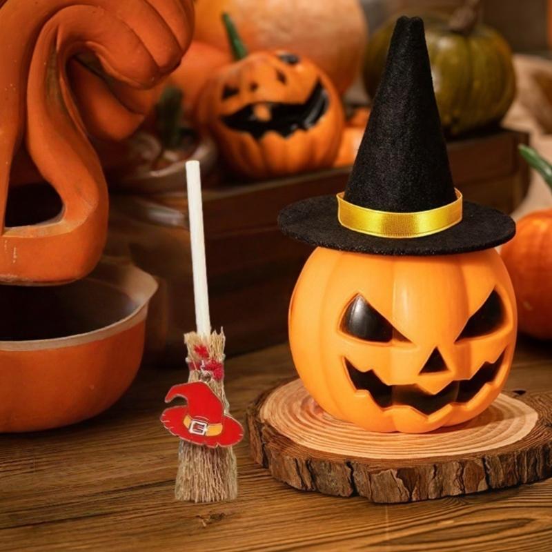 Halloween Multipurpose Miniature Witch Broom Ornament PVC Craft Hanging Pendant Charm Home Accent Car Interior Decors