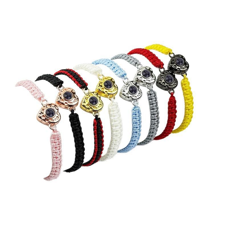 Heart Projection Photo Bracelet - Handmade Woven Rope Unisex Christmas Gift